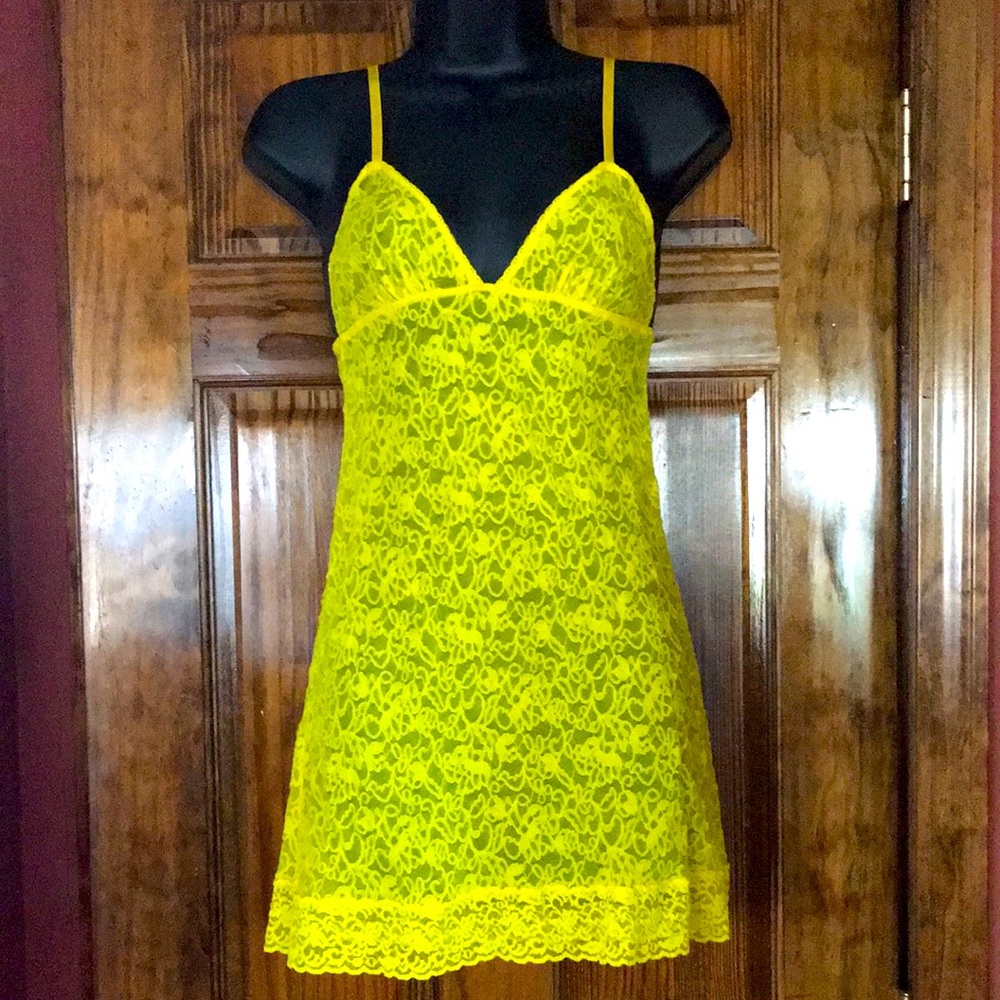 Sexy Yellow Lace Night Gown